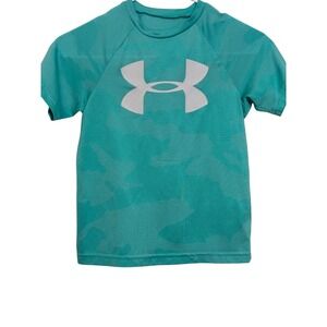 Under Armour HeatGear TEAL Athletic T-Shirt Activewear Top YSM Youth Small VGUC